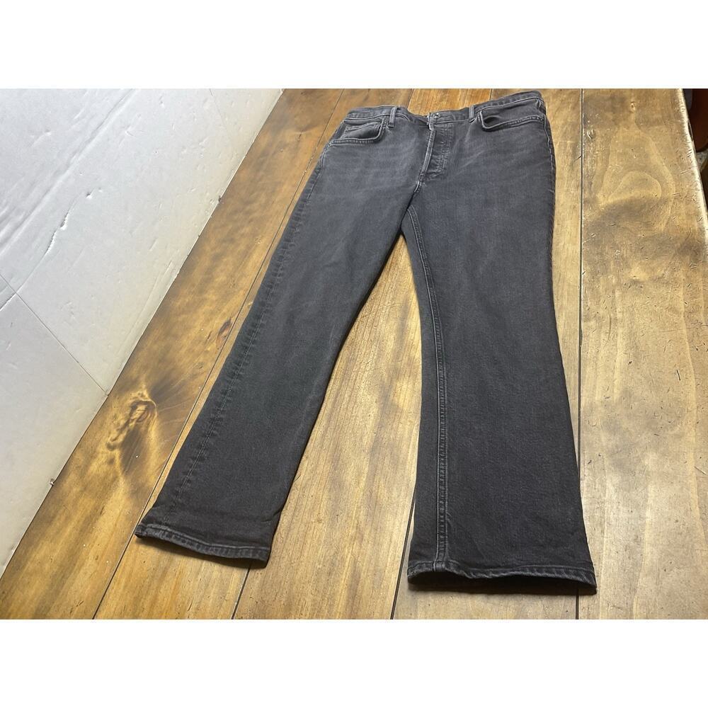 AGOLDE Riley Crop High Rise Straight Leg Jeans Black Wash Size 31 Button Fly